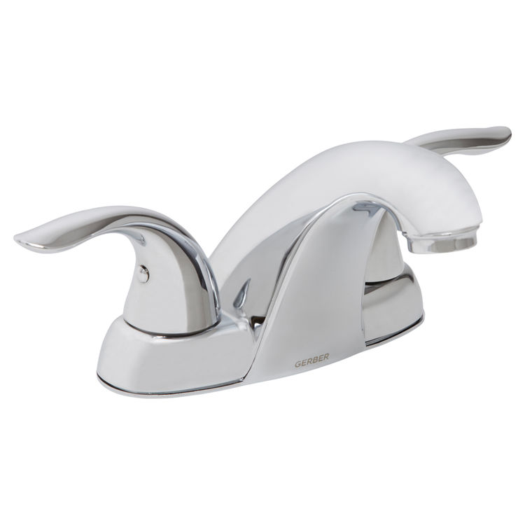 Gerber Viper Two-Handle Centerset Chrome Bathroom Faucet with Plastic Touch Down Drain, 1.2 GPM, Three-Hole Installation - 43-019