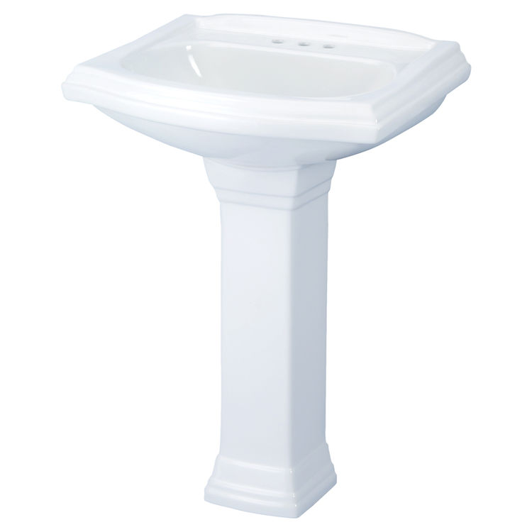 Gerber 22-565 Allerton Petite Pedestal Bathroom Sink, 3-Hole, 4" Centers, White