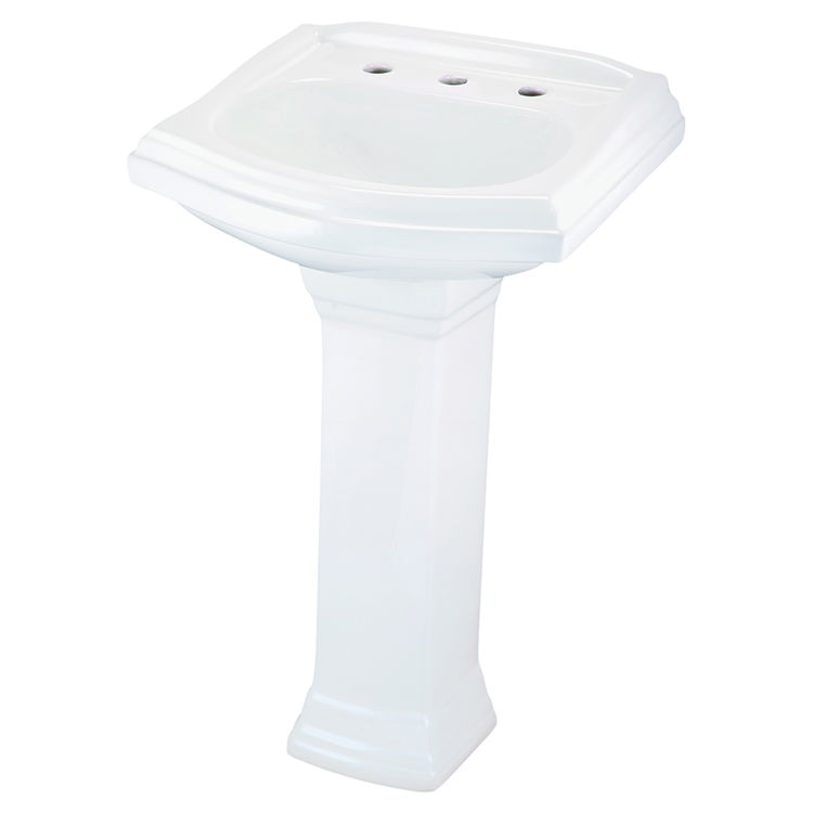 Gerber 22-569 Allerton Petite Pedestal Bathroom Sink, 3-Hole, 8" Centers, White
