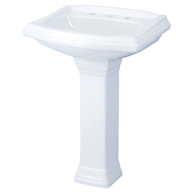 Gerber 22-575 Allerton Standard Pedestal Bathroom Sink, 3-Hole, 4" Centers, White