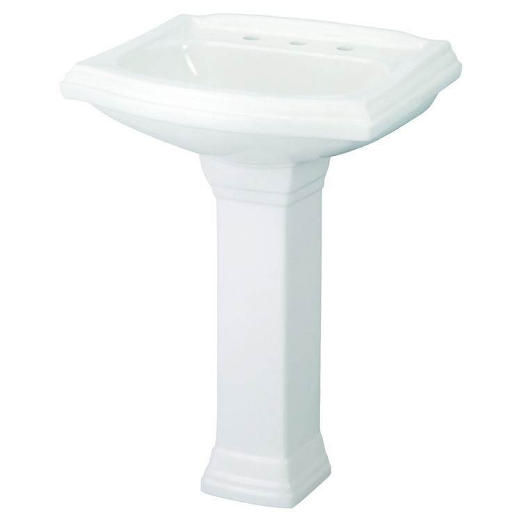 Gerber 22-579 Allerton Standard Pedestal Bathroom Sink, 3-Hole, 8" Centers, White