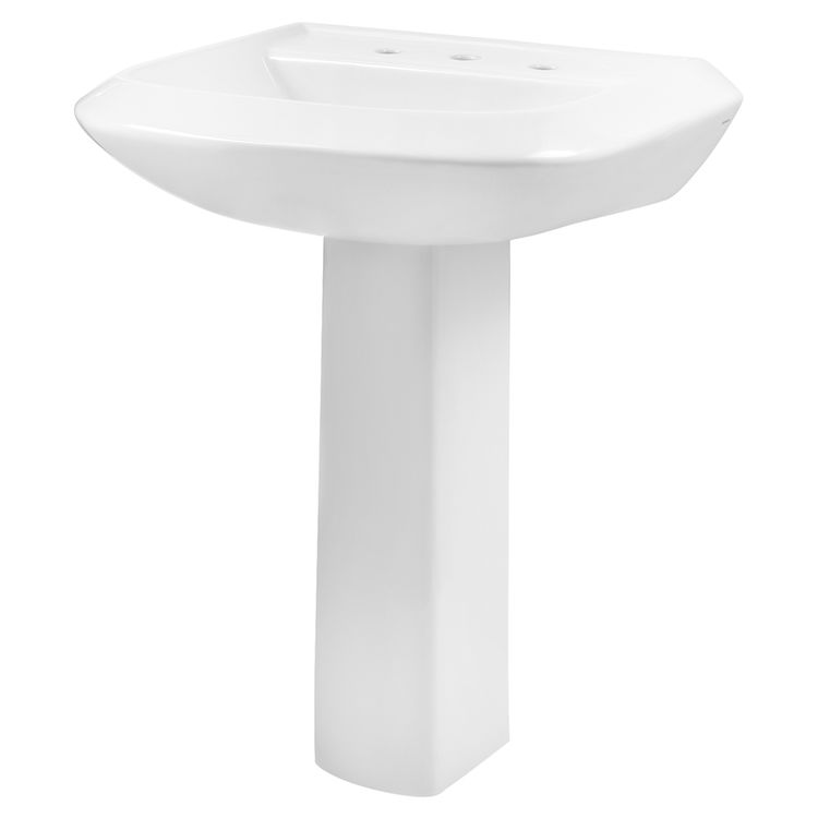 Gerber 23-599 Avalanche Standard Pedestal Bathroom Sink, 3-Hole, 8" Centers, White