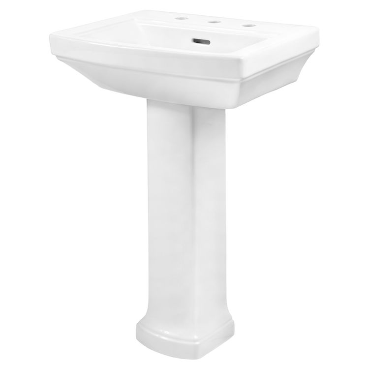 Gerber 23-509 Hinsdale Petite Pedestal Bathroom Sink, 3-Hole, 8"Centers, White