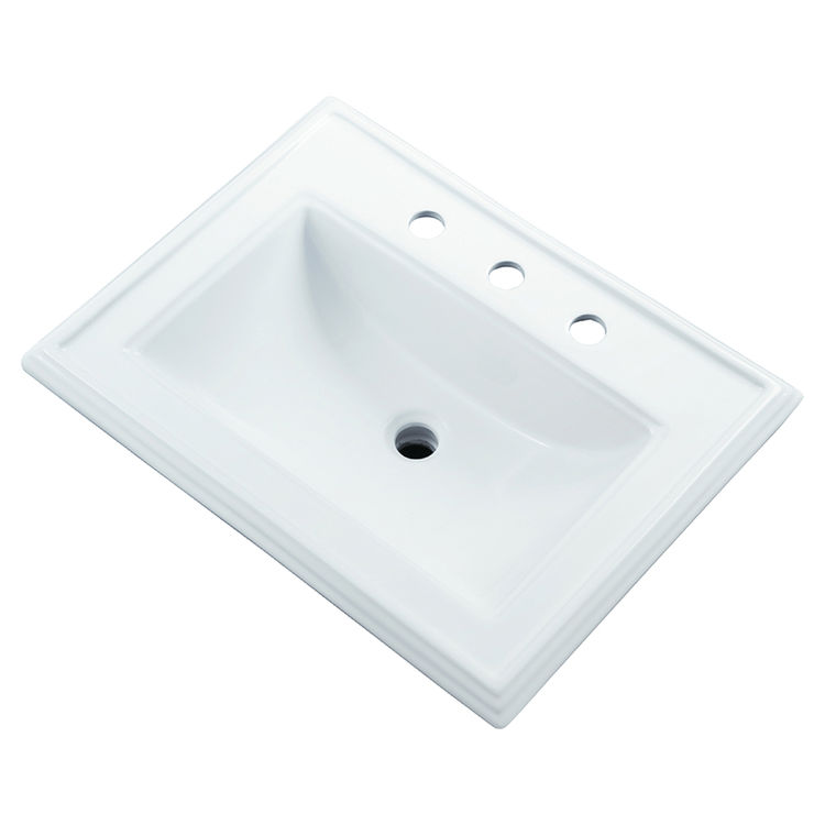 Gerber Logan Square Self-Rimming Bathroom Sink, 23-5/8in x 18-1/8in, 3-Hole, 8in Centers, White - 12-879