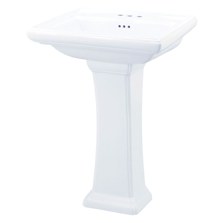 Gerber 22-585 Logan Square Standard Pedestal Bathroom Sink, 3-Hole, 4" Centers, White