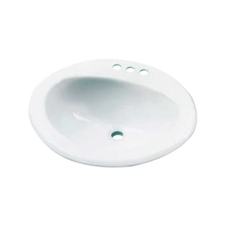 Gerber Luxoval Self-Rimming Bathroom Sink, 20in x 17in, 3-Hole, 4in Centers, White - 12-844