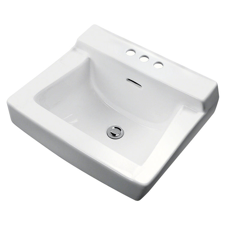 Gerber 12-314 Plymouth Wall Hung Bathroom Sink, 19" x 17", 3-Hole, 4" Centers, White