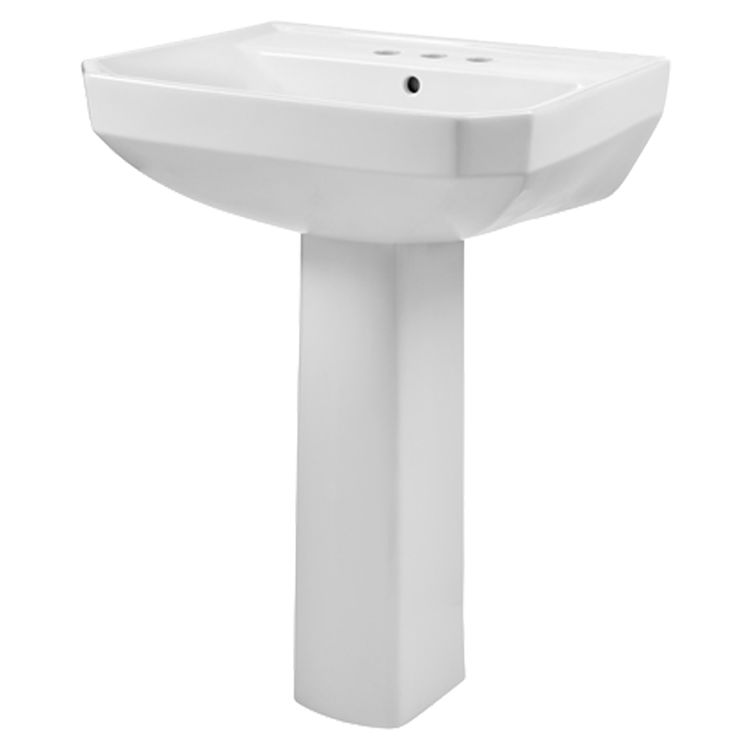 Gerber 23-565 Viper Standard Pedestal Bathroom Sink, 3-Hole, 4" Centers, White