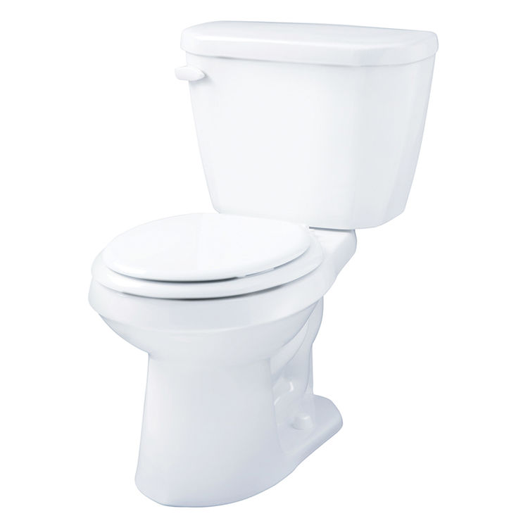 Gerber WS-21-502 Viper Two-Piece Round Front Toilet, 1.28 gpf, 12" Rough-In, White