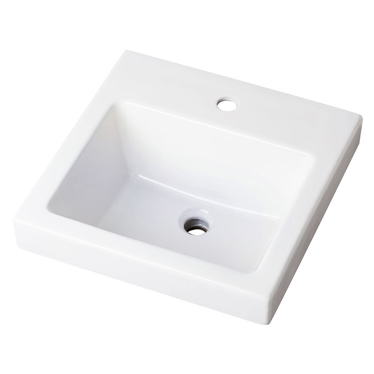 Gerber Wicker Park Self-Rimming Bathroom Sink, 18-1/8in x 18-1/8in, 1-Hole, White - 13-821