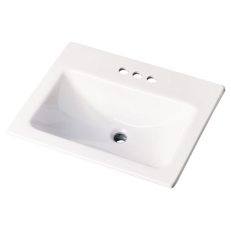 Gerber Wicker Park Self-Rimming Bathroom Sink, 18-1/4in x 10-7/8in, 3-Hole, 4in Centers, White - 13-894