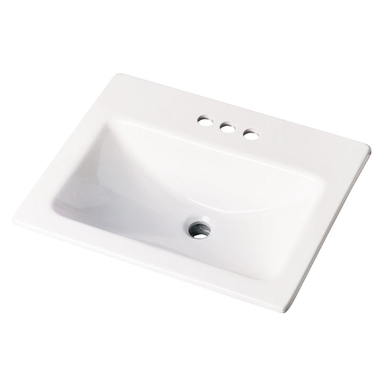 Gerber Wicker Park Self-Rimming Bathroom Sink, 18-1/4in x 10-7/8in, 3-Hole, 8in Centers, White - 13-898
