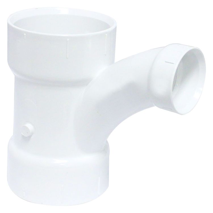 4" x 4" x 2" PVC Tee/Wye Combo, Reducing DWV (Drain Waste and Vent) - Hub