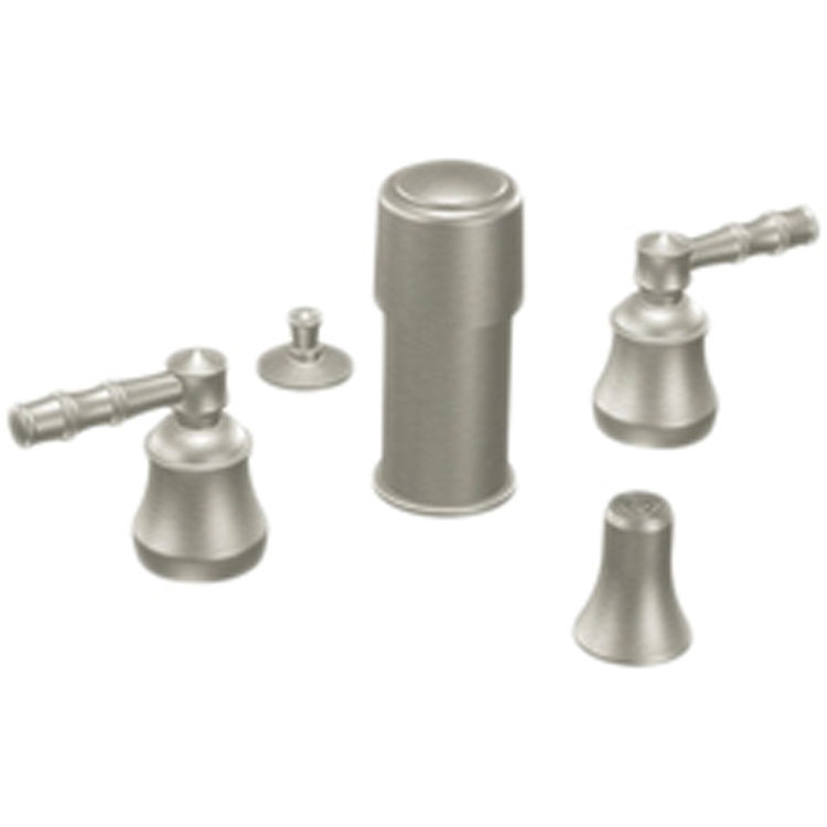Moen Bamboo Two-Handle Bidet Faucet, Lever Handles, LifeShine, Brushed Nickel - S8815BN