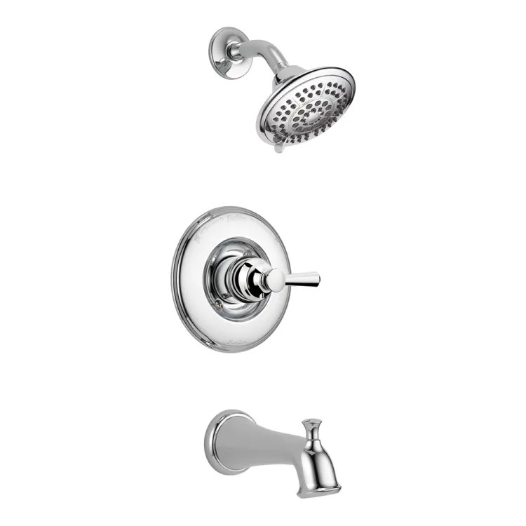 Delta Linden Monitor 14 Series Traditional Single-Handle Tub/Shower Faucet with 5-Setting Rain Showerhead, 1.75 GPM, Lever Handle, Chrome - T14493