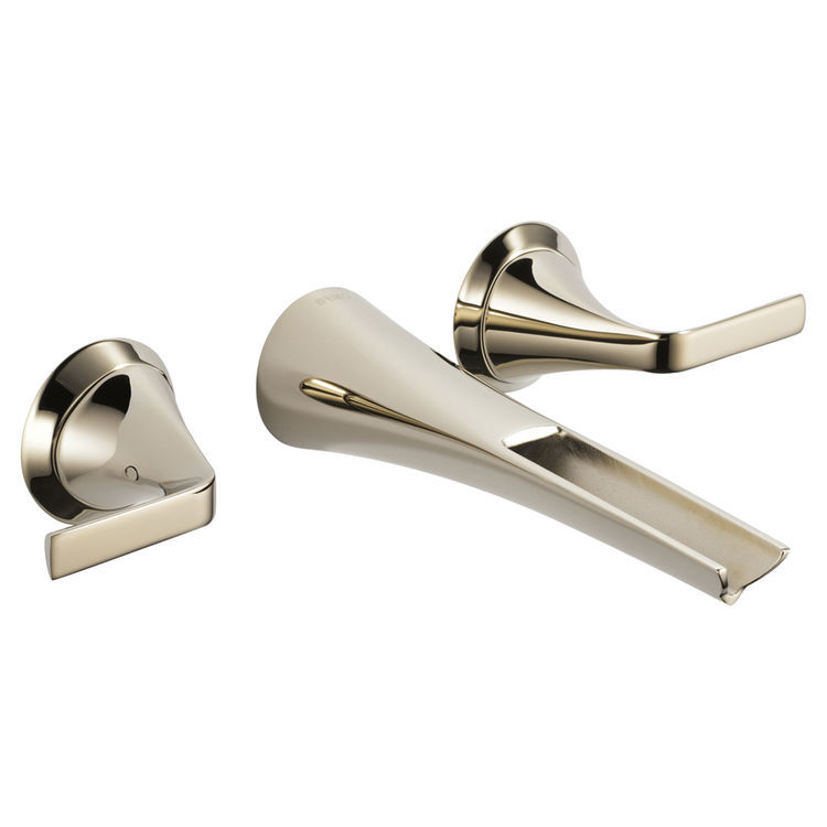 Brizo Sotria Two-Handle Bathroom Faucet w/ Channel Spout, Less Drain, Wall-Mount, 1.2 GPM, Brilliance Polished Nickel - T65851LF-PN-ECO