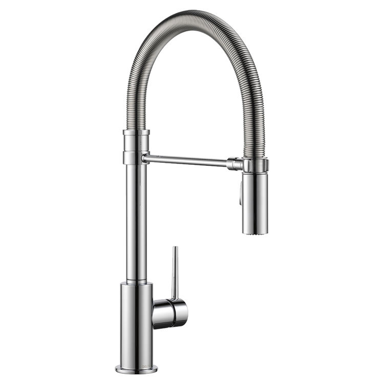 Delta Trinsic Pro Single-Handle Chrome Pull-Down Kitchen Faucet with Spring Spout, 1.8 GPM, Lever Handle, Diamond Seal Technology, ADA - 9659-DST