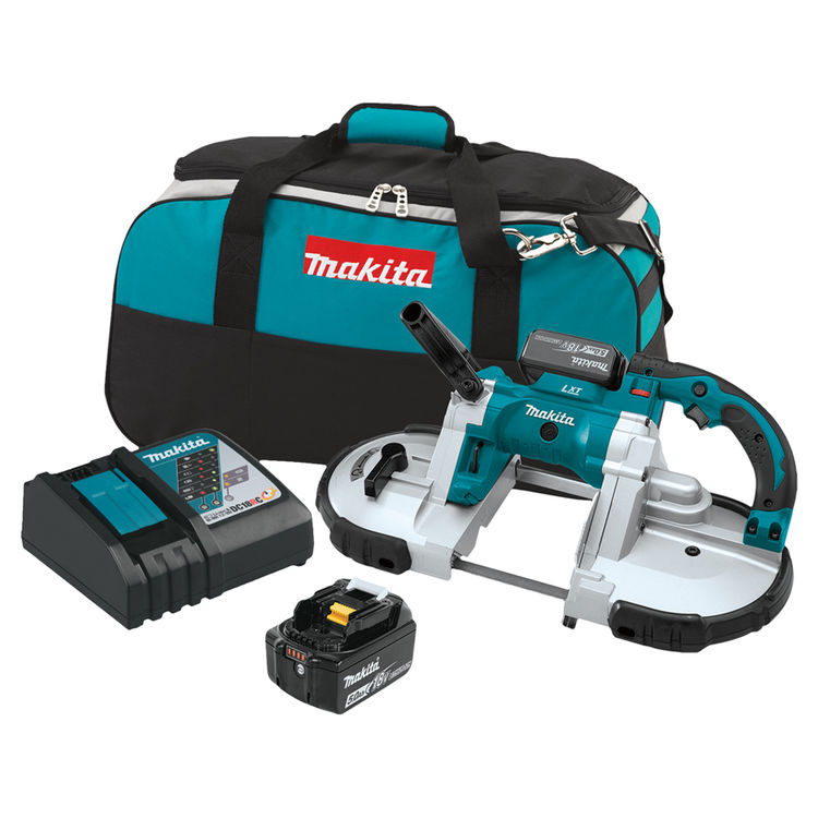 Makita 18V LXT Lithium-Ion Cordless Portable Band Saw Kit with 4-3/4" Cutting Capacity for Multiple Metal Materials - XBP02TX