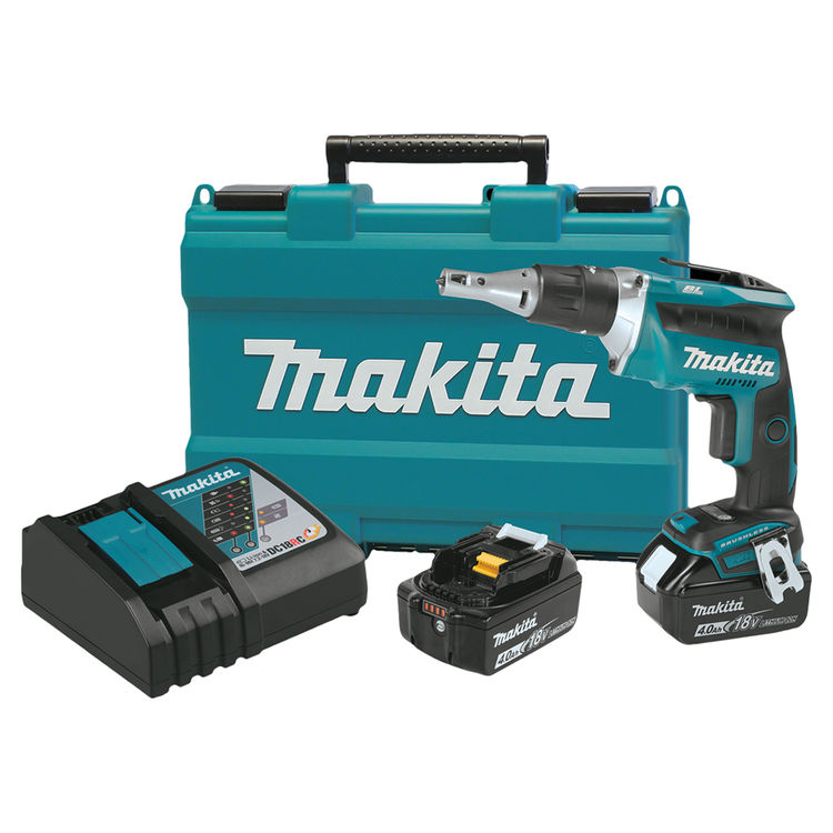 Makita 18V LXT Lithium-Ion Brushless Cordless Drywall Screwdriver Kit with 2-Pack 4.0Ah Battery and Charger - XSF03MB