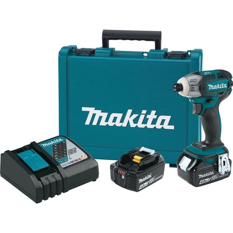 Makita 18V LXT Lithium-Ion Brushless Cordless 3-Speed Impact Driver with Oil-Impulse Technology, 2-Pack 4.0Ah Battery, Charger, and Case - XST01M
