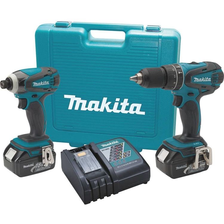 Makita 18V LXT Lithium-Ion Cordless Hammer Driver-Drill and Impact Driver Combo Kit with 2-Pack 3.0Ah Battery and Rapid Automotive Charger - XT211A