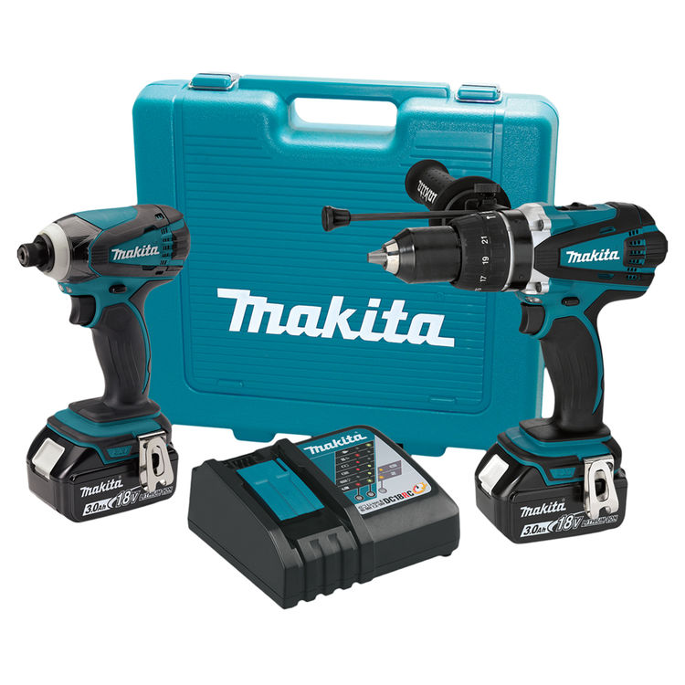 Makita 18V LXT Lithium-Ion Brushless Cordless Hammer Driver-Drill and Impact Driver Combo Kit with 4.0Ah Batteries, Charger, and Tool Case - XT248MB