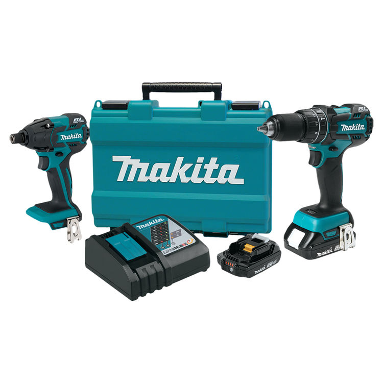 Makita 18V LXT Lithium-Ion Brushless Cordless Hammer Driver-Drill and Impact Driver Combo Kit with 2-Pack 2.0Ah Battery, Charger, and Case - XT248R
