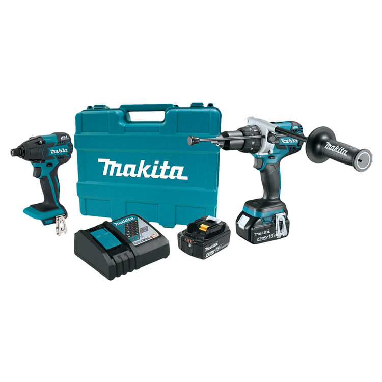Makita 18V LXT Lithium-Ion Brushless Cordless Impact Driver and Hammer Driver-Drill Combo Kit (4.0Ah) - XT257MB