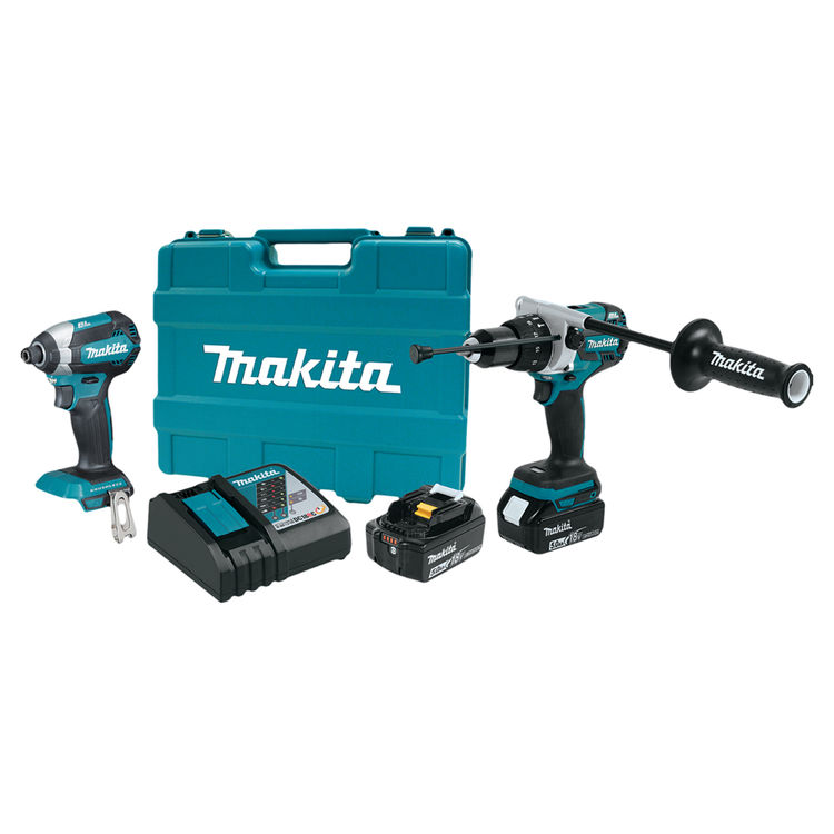 Makita 18V LXT Lithium-Ion Brushless Cordless Impact Driver and Hammer Driver-Drill Combo Kit (5.0Ah) - XT267T