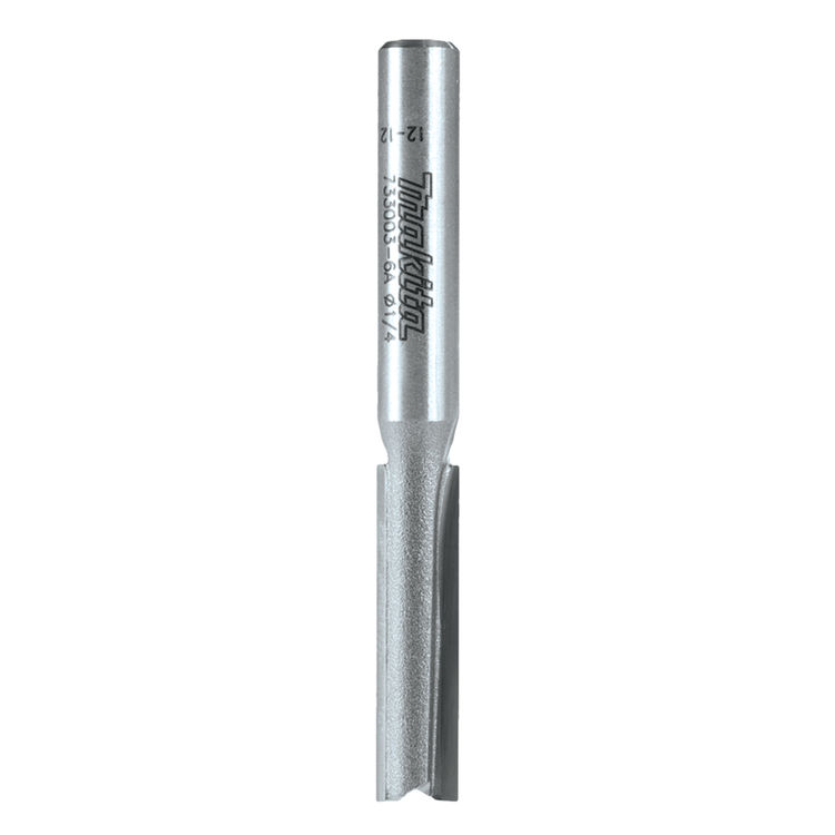 Makita 1/4" Straight 2-Flute Router Bit with 3/4" Carbide-Tipped Cutting Edges, 1/4" Shank - 733003-4A
