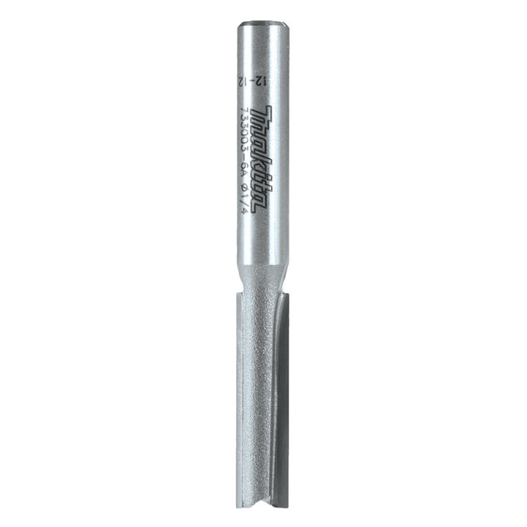 Makita 1/4" Straight 2-Flute Router Bit with 1" Carbide-Tipped Cutting Edges, 1/4" Shank - 733003-6A