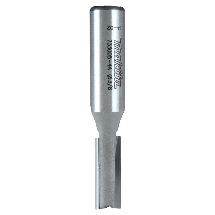 Makita 3/8in Straight 2-Flute Router Bit with 1in Carbide-Tipped Cutting Edge, 1/2in Shank - 733005-4A