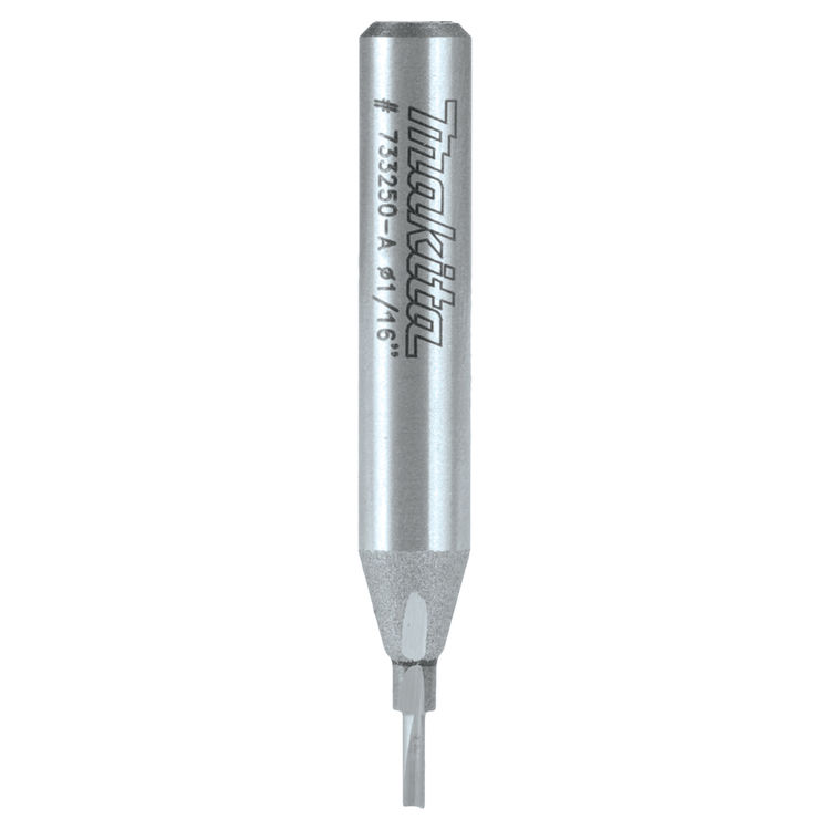 Makita 733250-A Router Bit 1/16" Straight 2 Flute, 1/4" SH, Solid Carbide