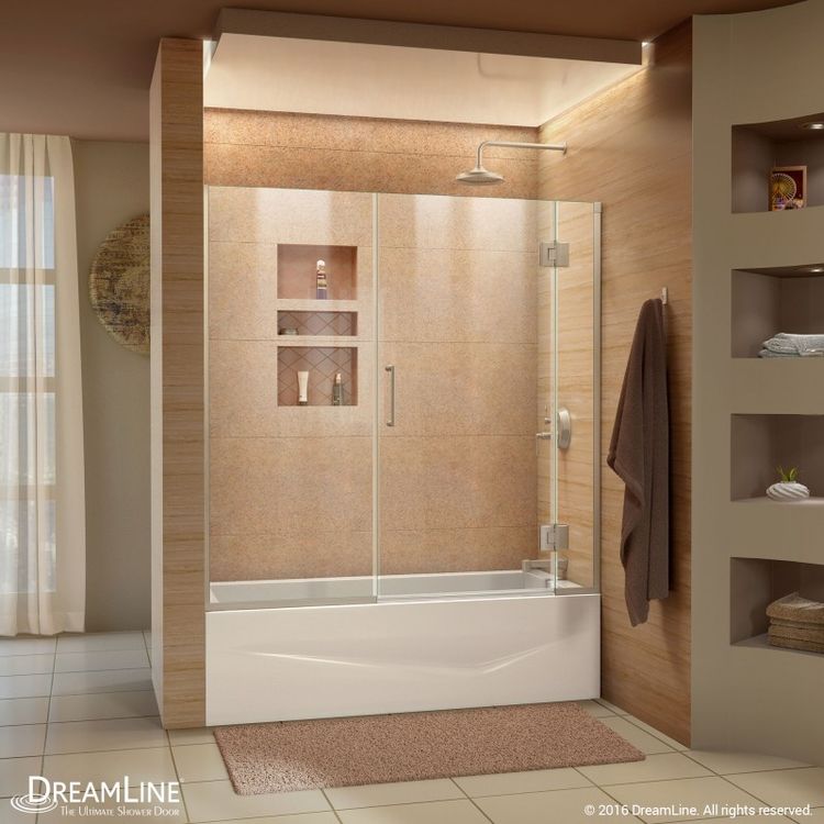 DreamLine Unidoor-X 58-58 1/2" W x 58" H Frameless Hinged Tub Door in Brushed Nickel - D58580-06