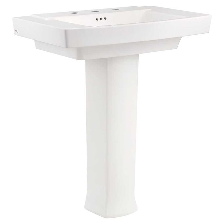 American Standard Townsend 30" x 19" Fire Clay Pedestal Sink and Leg Combination w/ Rear Overflow, White - 0328.800.020