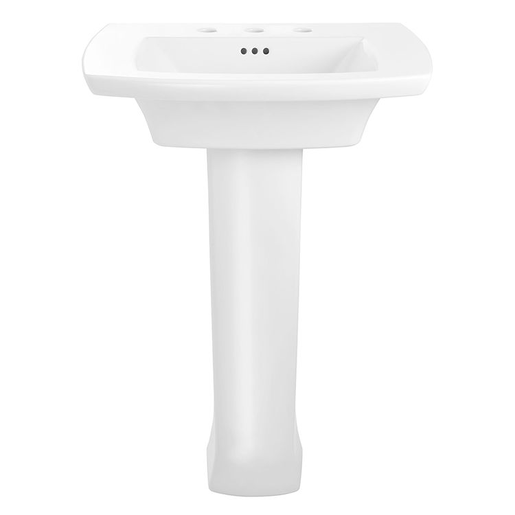 American Standard 0445.100.020 Edgemere 25" x 20" Pedestal Bathroom Sink, Center Hole Only, White