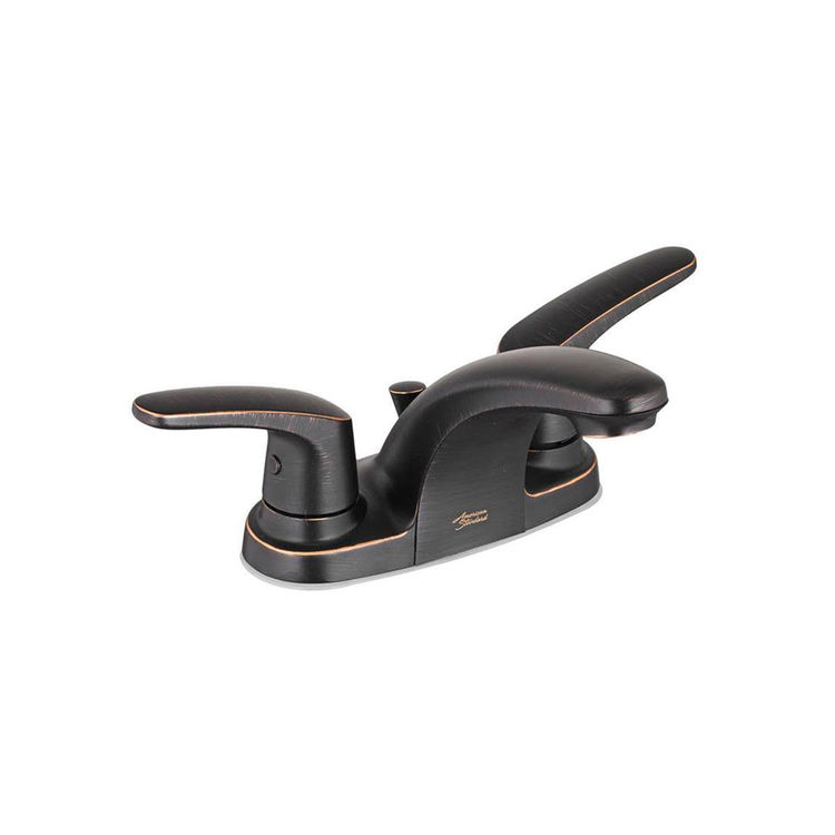 American Standard Colony PRO 4" Centerset Bathroom Faucet with Pop-Up Hole, Plug Button, and Rod, 1.2 GPM, Lever Handles, Less Drain, Legacy Bronze - 7075.205.278