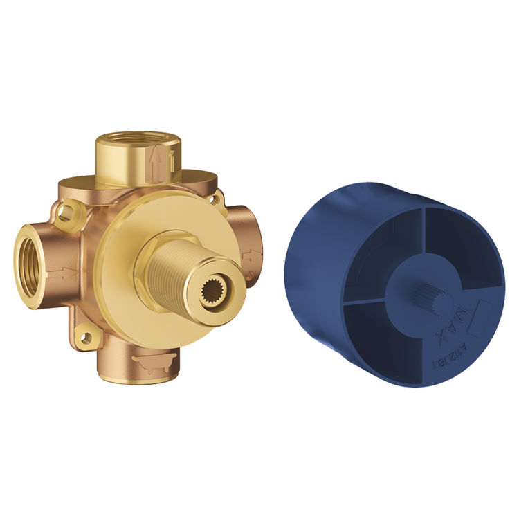 Grohe 29903000 Non Rapido 3-Way Diverter Rough-In Valve, 1/2" NPT Inlets/Outlets, Shared