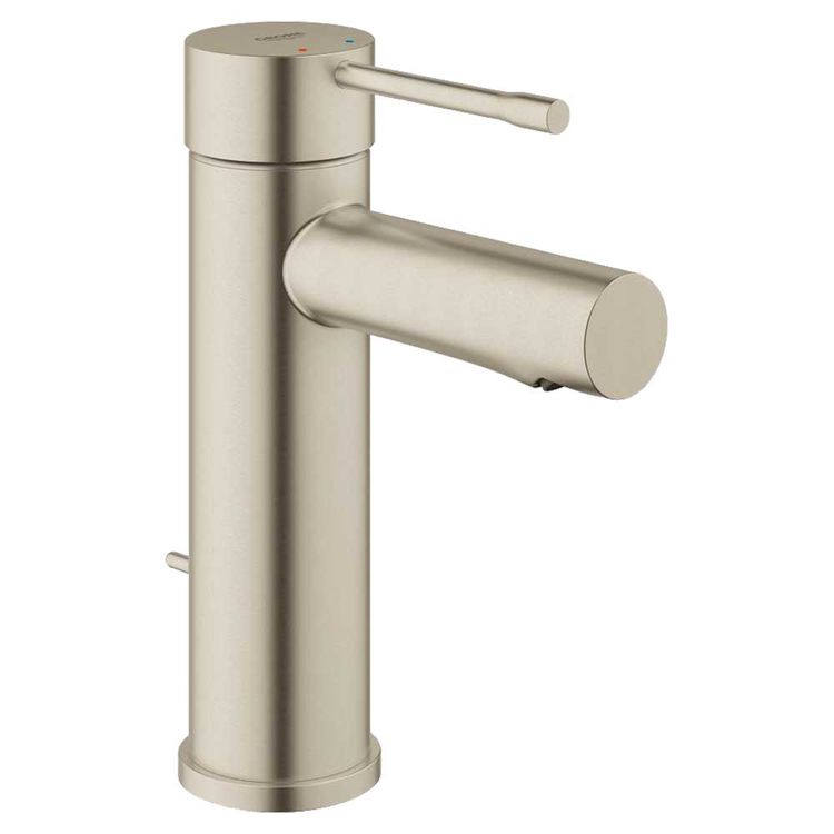 Grohe Essence Single-Hole One-Handle S-Size Brushed Nickel Bathroom Faucet with Anti-Scald Protection, Lever Handle, ADA, 1.2 GPM - 32216ENA