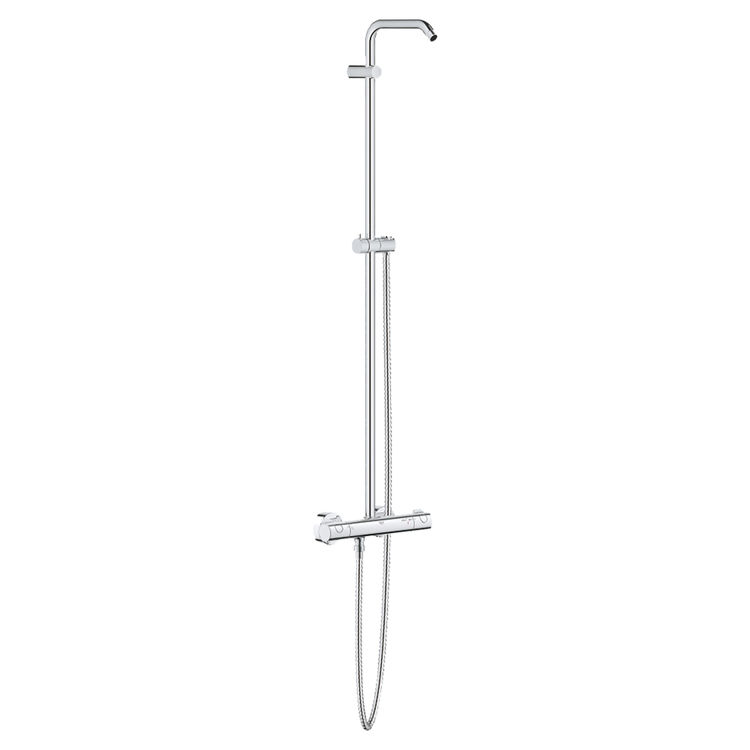 Grohe Tempesta Thermostatic Wall-Mount Shower System with 59in Metal Shower Hose, ADA-Compliant, StarLight Chrome - 26421000