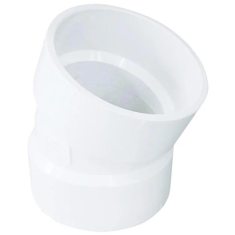 4" PVC 22.5-Degree Elbow DWV (Drain Waste and Vent) - Hub