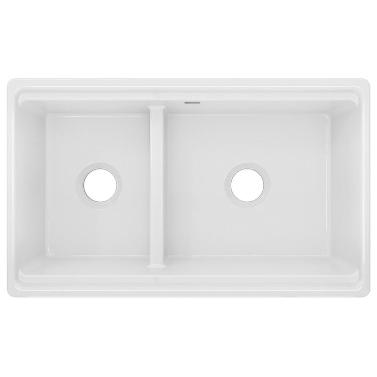 Elkay SWUF3320WH Fireclay 33" x 19-15/16" x 9-3/16" Double Bowl Farmhouse Sink 60/40 - White 