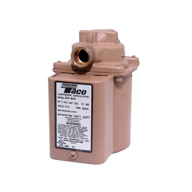 Taco Plumb n' Plug 1-Phase Cartridge Circulator Pump with Digital Timer, 1/40 HP, 11.5 GPM, 115V, Bronze, 1/2" Sweat - 006-BC4-4PNP