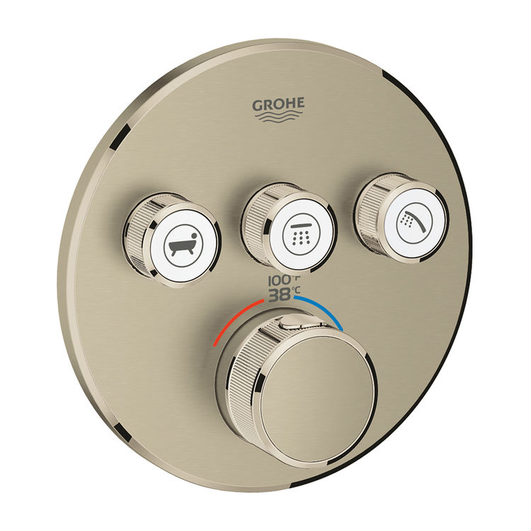 Grohe Grohtherm SmartControl Round 3-Function Diverter Valve Trim, Brushed Nickel - 29138EN0