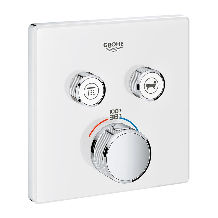 Grohe Grohtherm SmartControl Thermostatic Square 2-Function Valve Trim, StarLight Chrome - 29164LS0