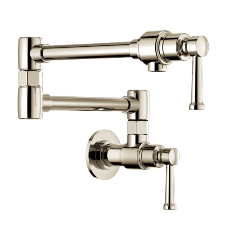 Brizo Artesso Brilliance Polished Nickel Wall-Mount Pot Filler Faucet with Lever Handles, ADA- 62825LF-PN