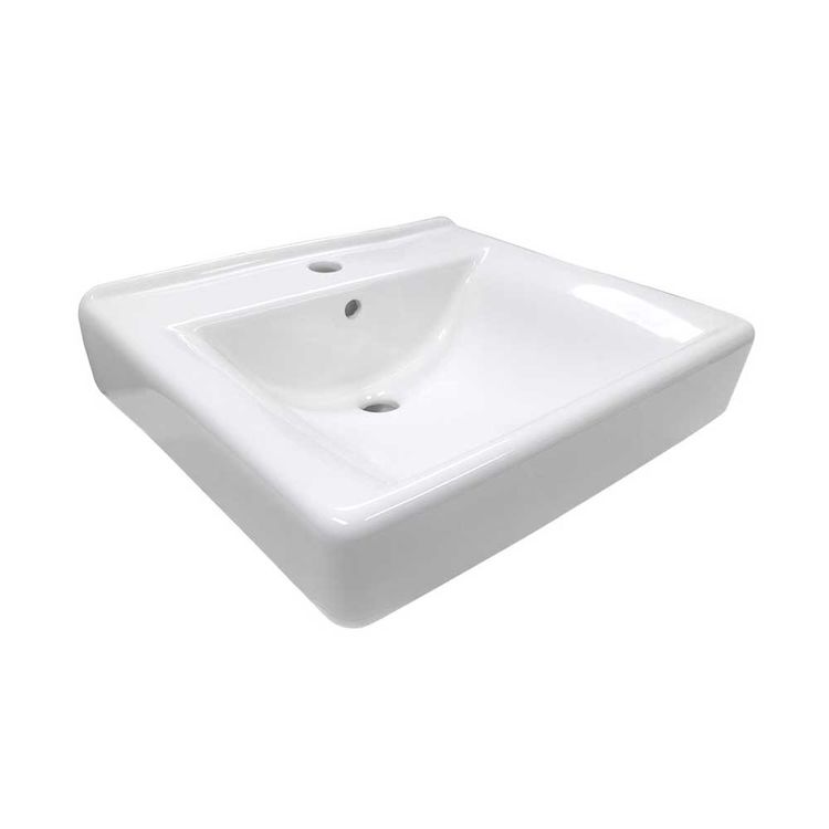 KOHLER K-2084-0 Soho 20" x 18" Wall-Mount/Concealed Arm Carrier Bathroom Sink with Single Faucet Hole, White