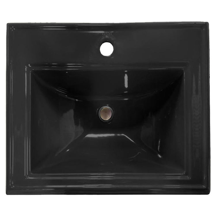 KOHLER Memoirs Classic Drop-In Bathroom Sink, Single Hole, Black - K-2241-1-7