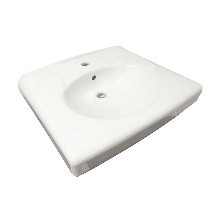 KOHLER K-1997-1-0 Brenham Wall-Mounted or Concealed Carrier Arm Mounted Commercial Bathroom Sink with Single Faucet Hole, White