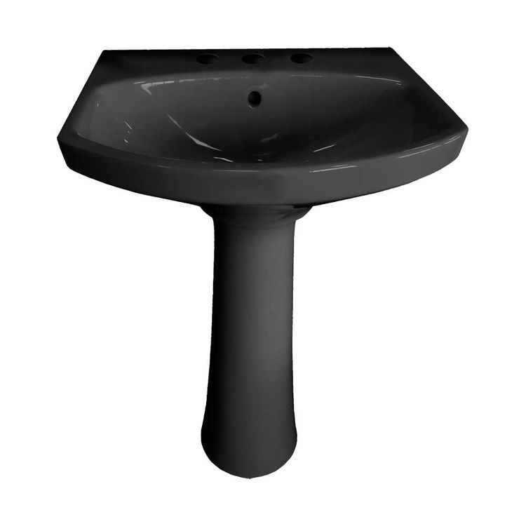 Kohler Cimarron Rectangular Black Black Pedestal Bathroom Sink with 8" Widespread Faucet Holes, Vitreous China, Overflow Drain Included - K-2362-8-7